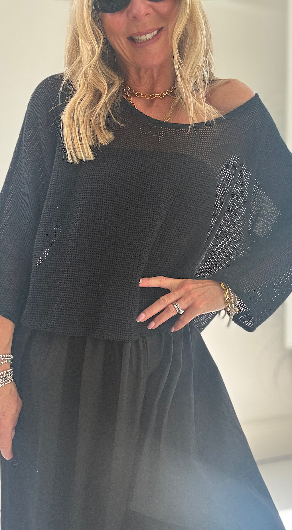 Cotton tea bag knit black