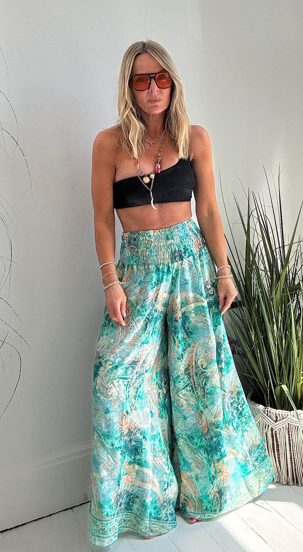 Turquoise Silk Palazzo