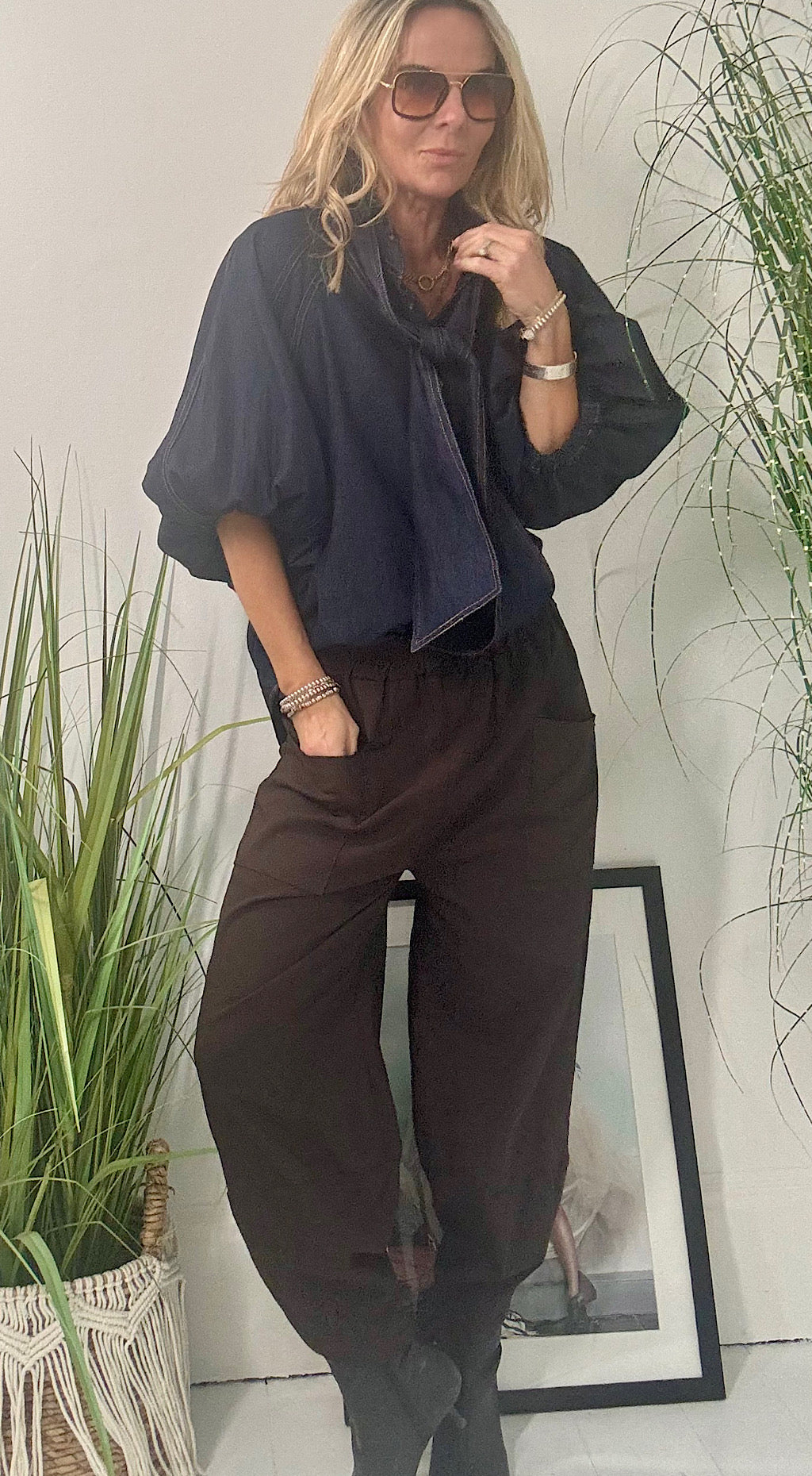 Cocoon pocket pants canvas brown