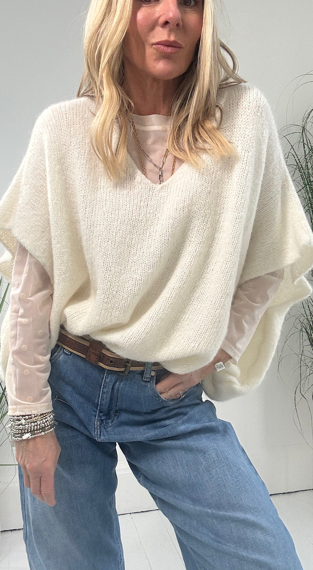 Dotty Mesh Top - cream