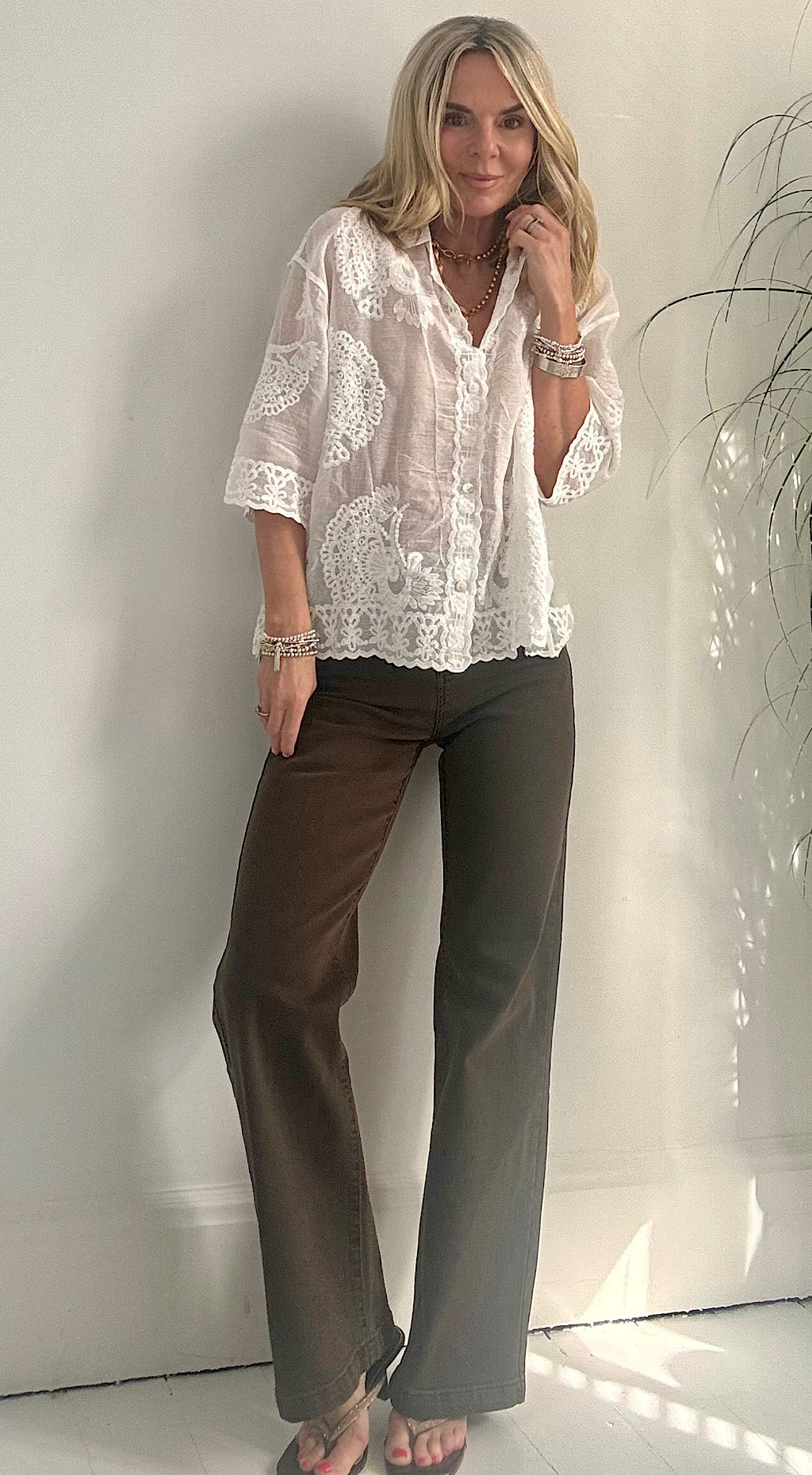 Straight leg brown jeans