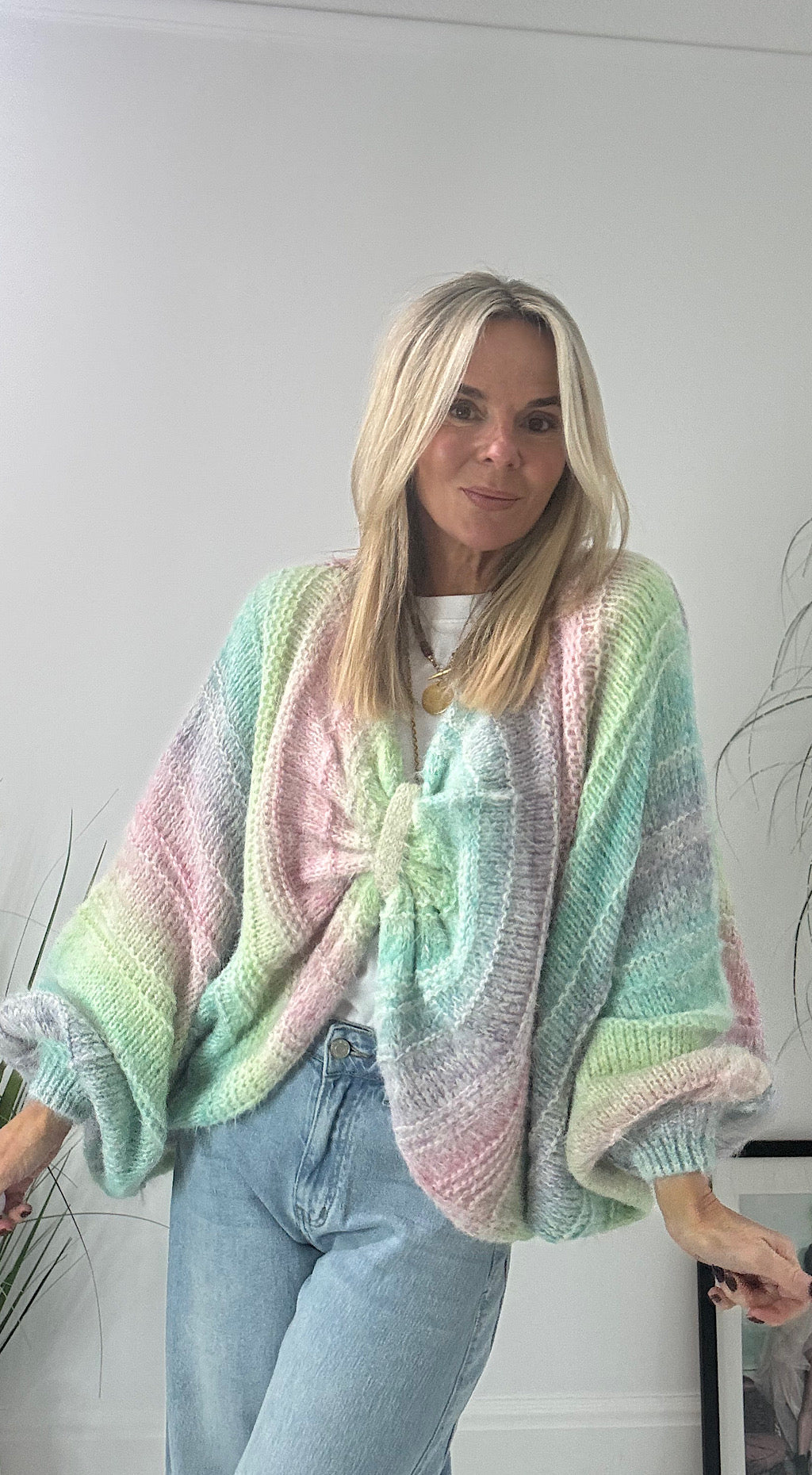 Twist Front Rainbow Knit