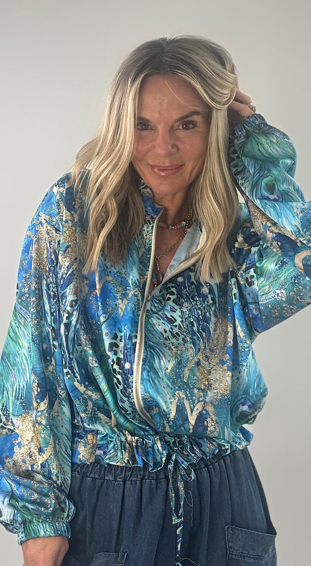 Oh the 80's bomber blue peacock