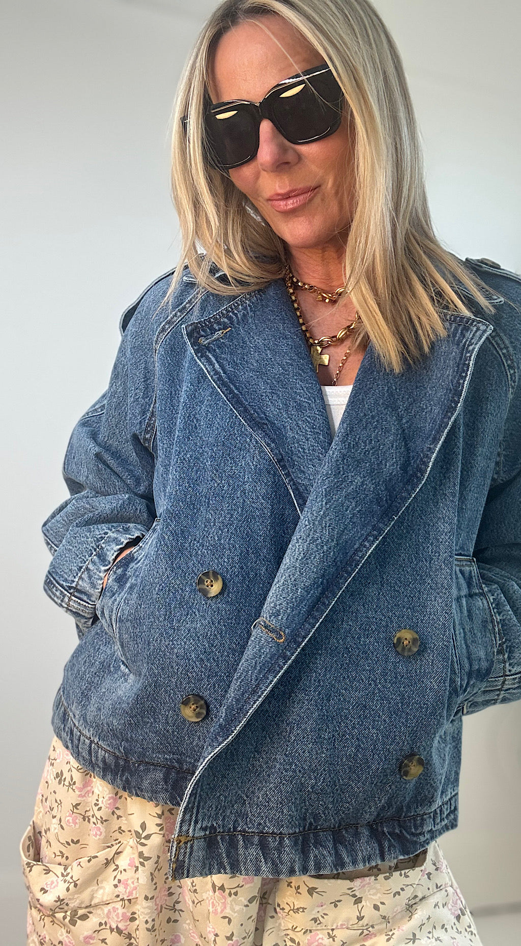 Denim Short Trench Coat