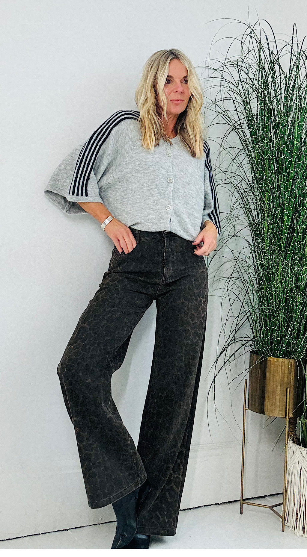 Retro Sporty Cardigan - grey