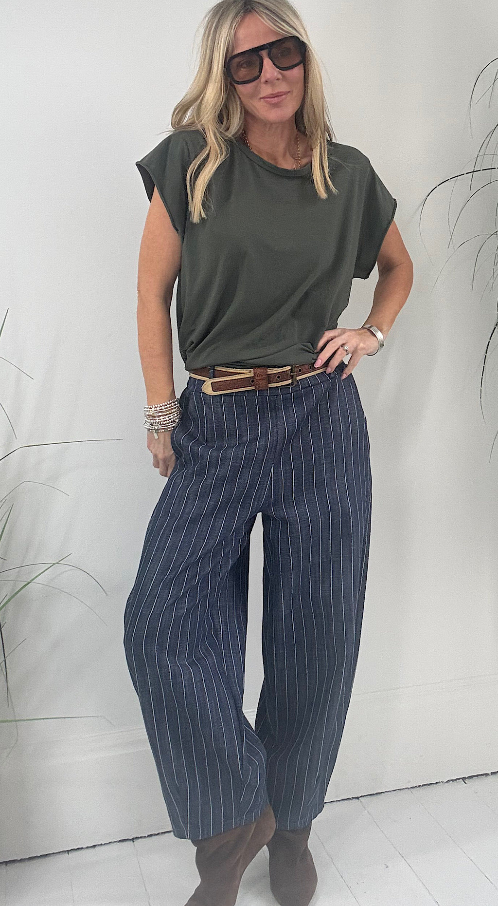 Cap Sleeve Tee - khaki