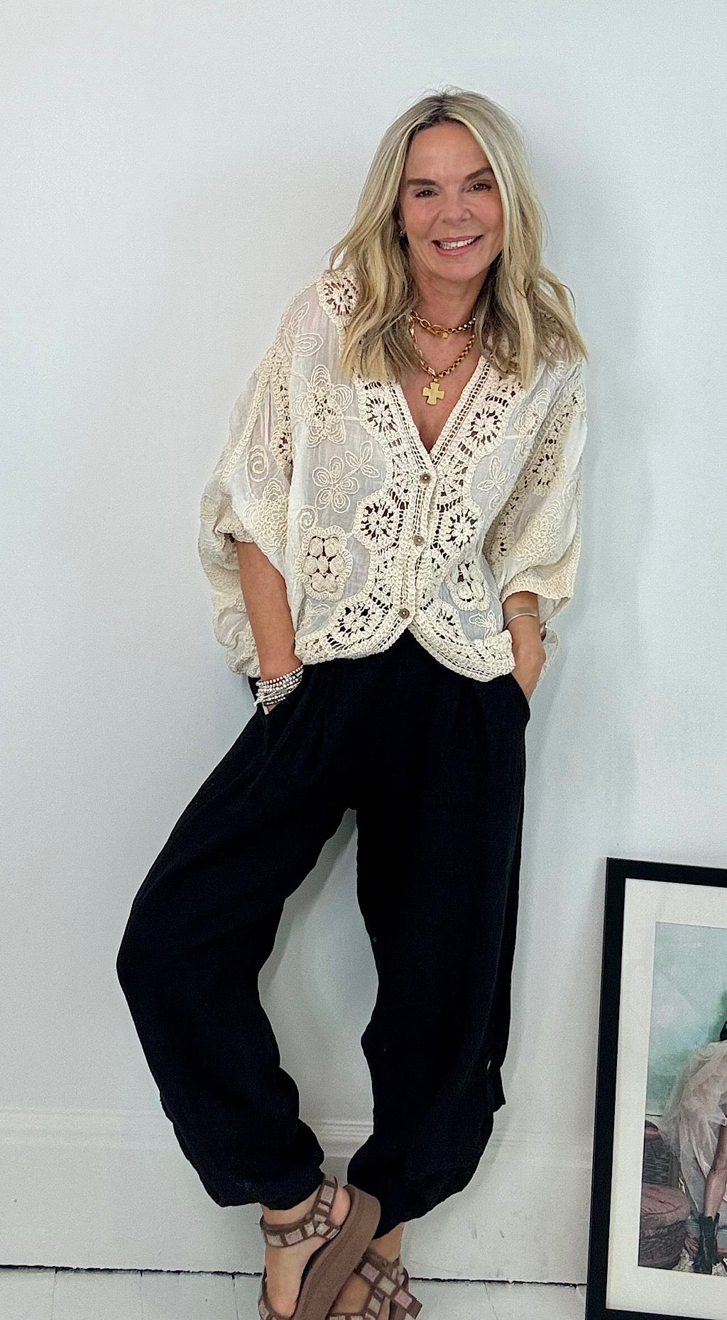 Crochet top vintage cream