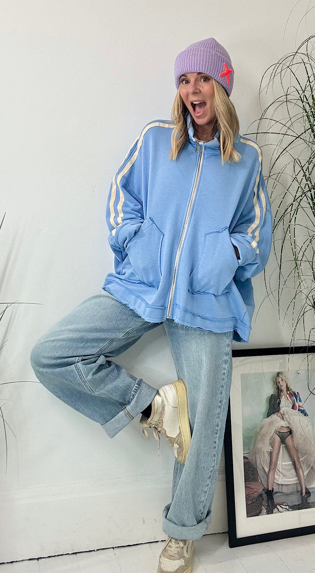 Zip up Sweat Top - blue