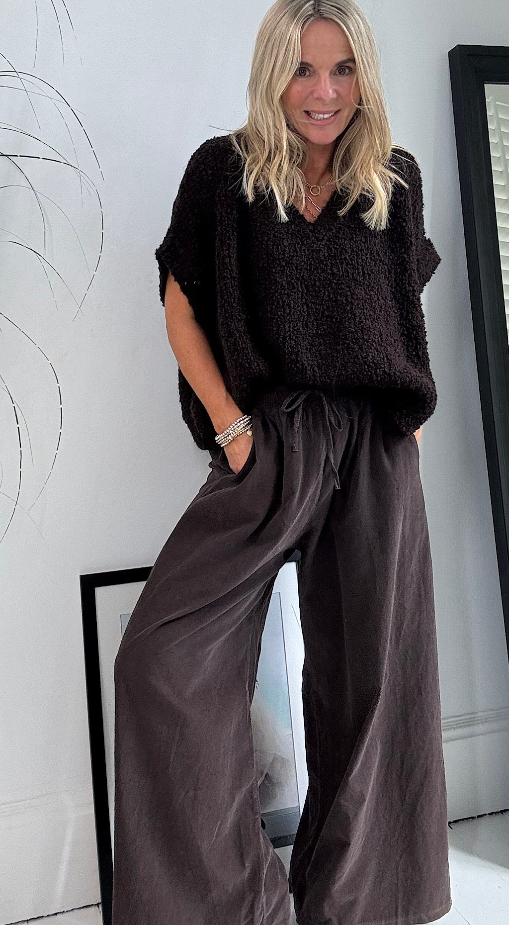 Needle Cord Flared Pant - Chocolate