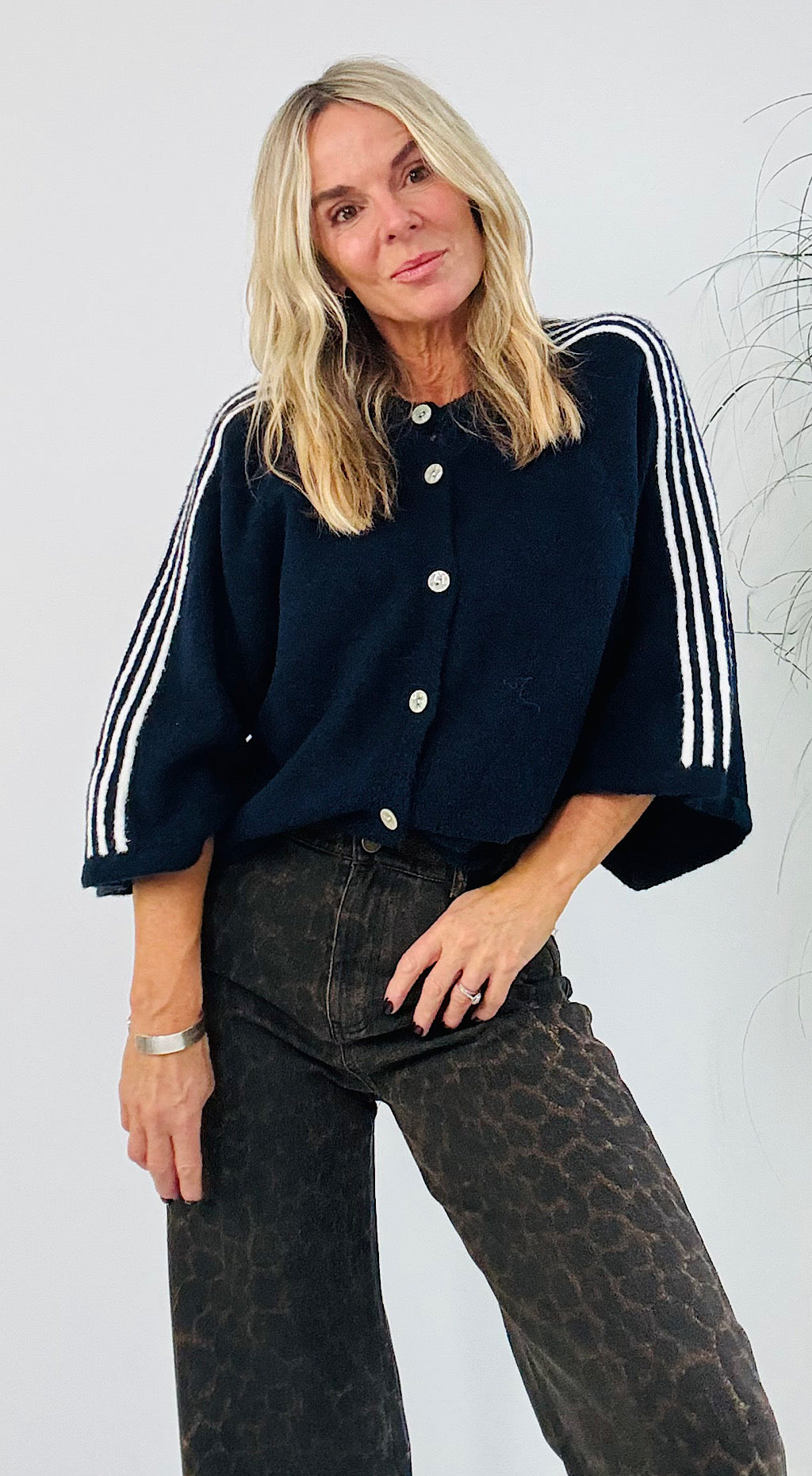 Retro Sporty Cardigan - navy