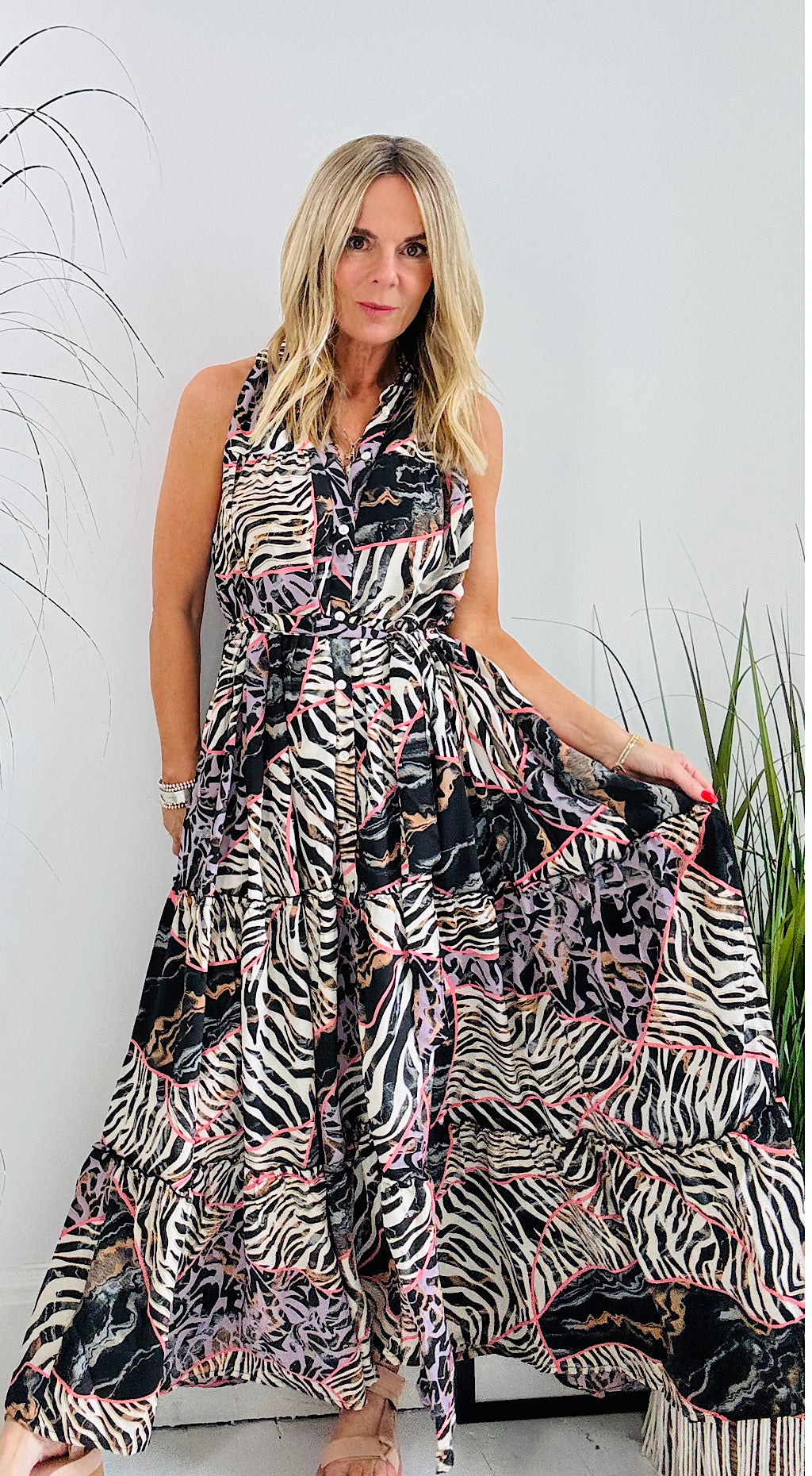 Lapina Shirt Dress - Black Mix