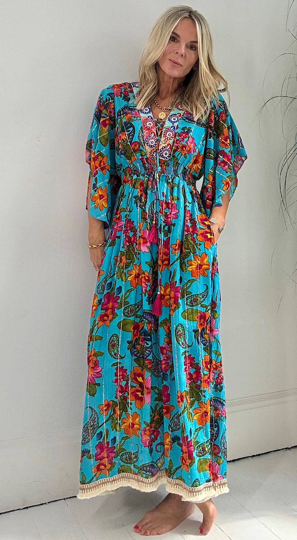 Floral turquoise maxi dress