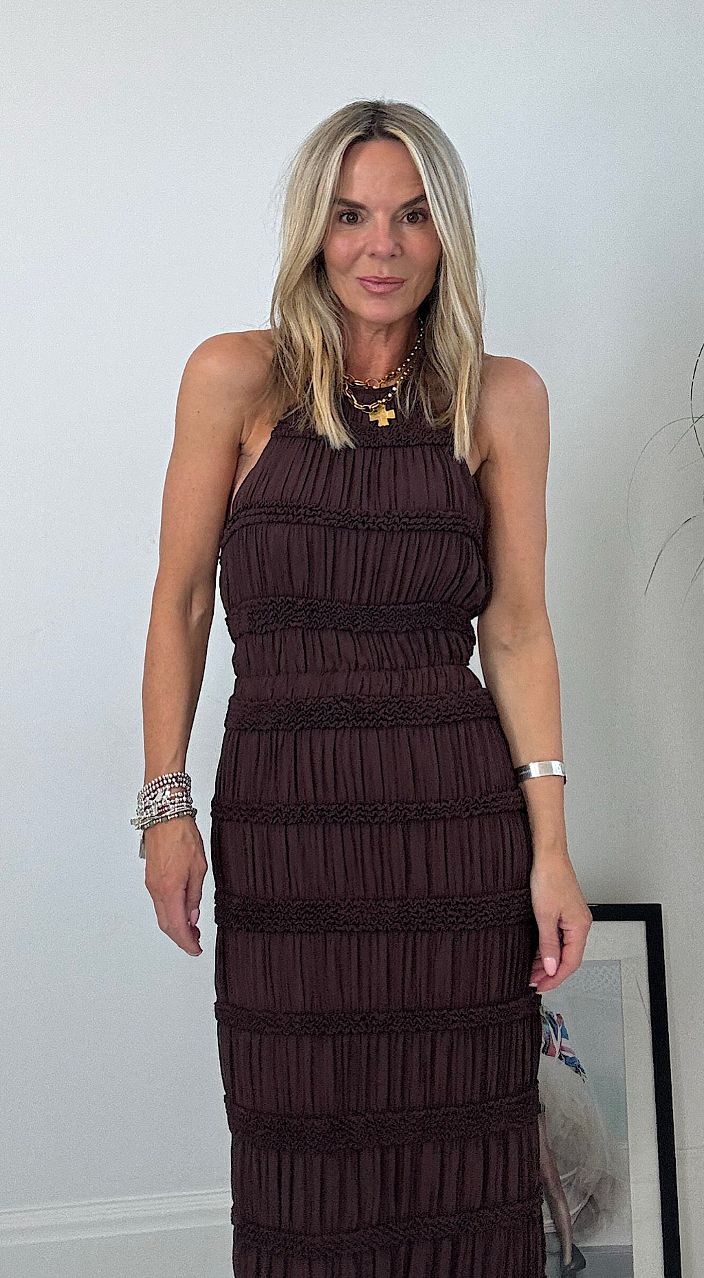 Ruffle chocolate dress