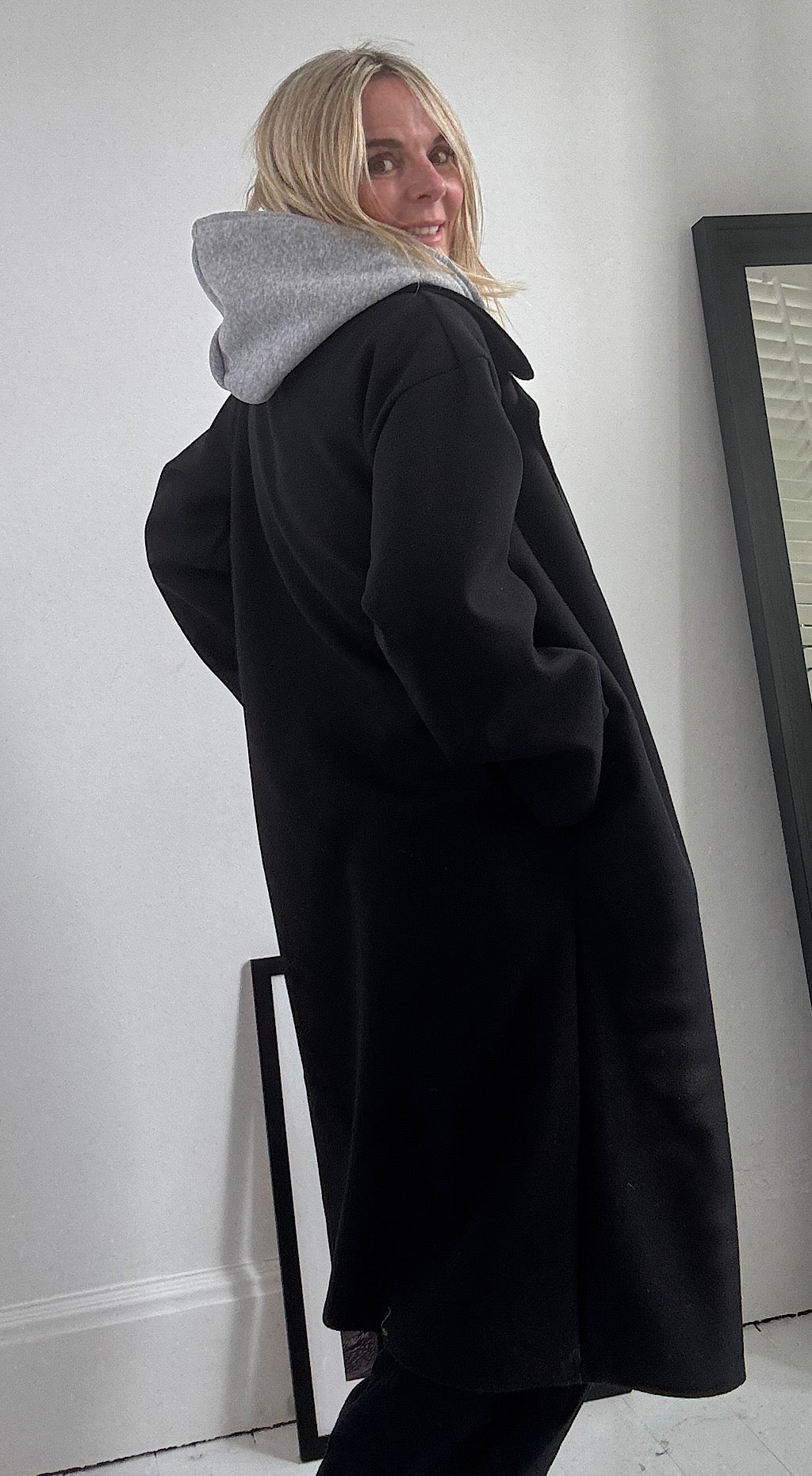 Hooded Duster Coat - black