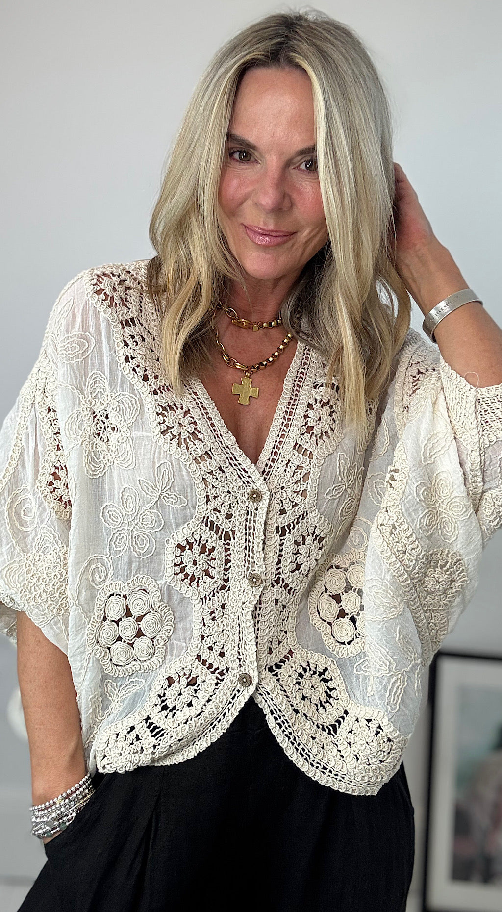 Crochet top vintage cream