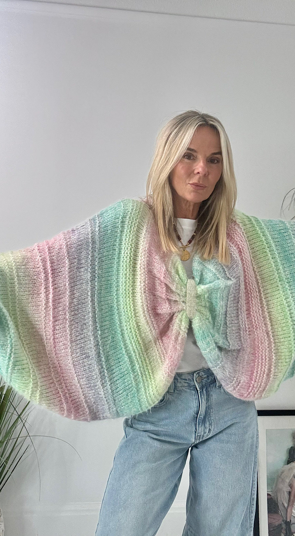 Twist Front Rainbow Knit