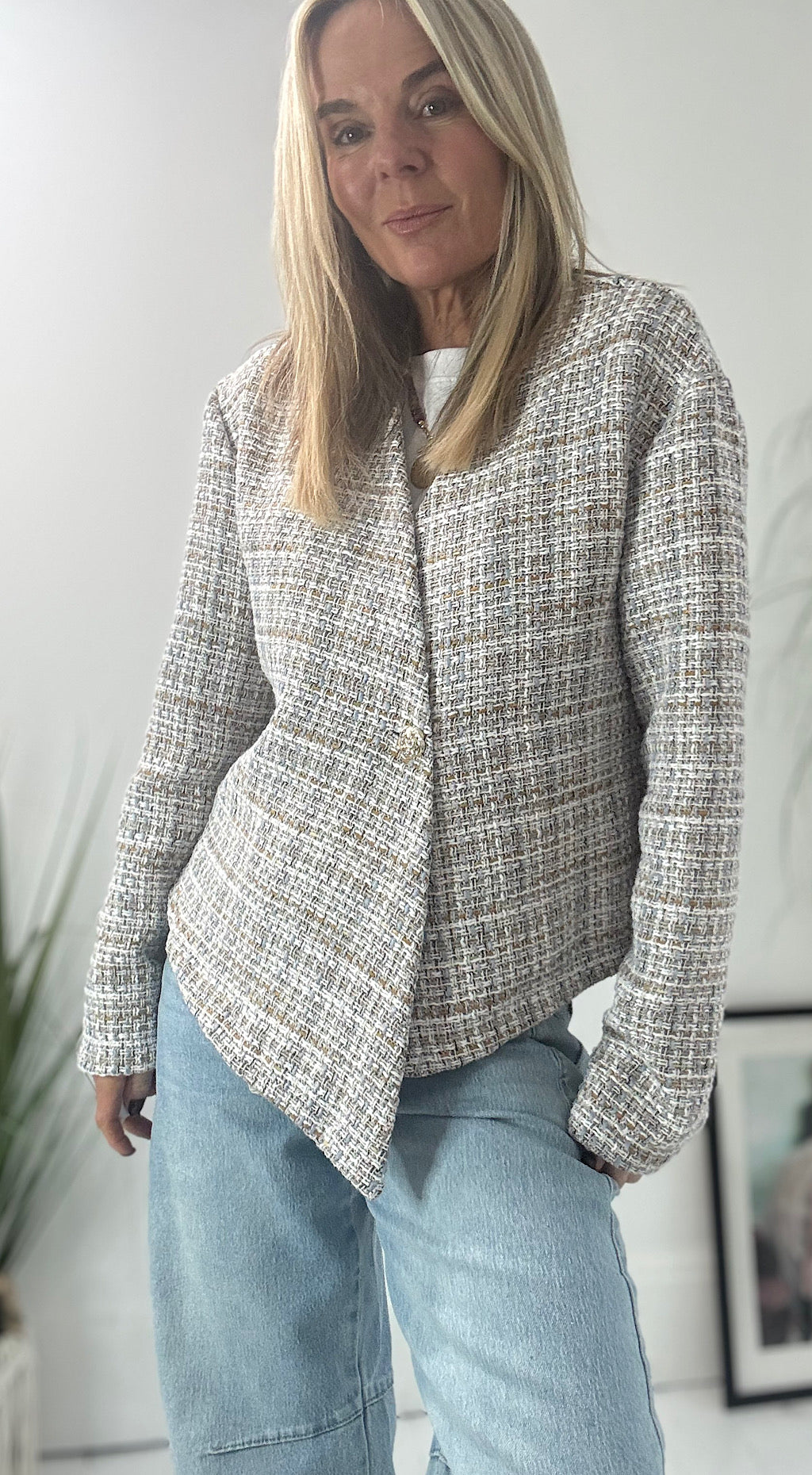 Asymmetric Tweed Jacket