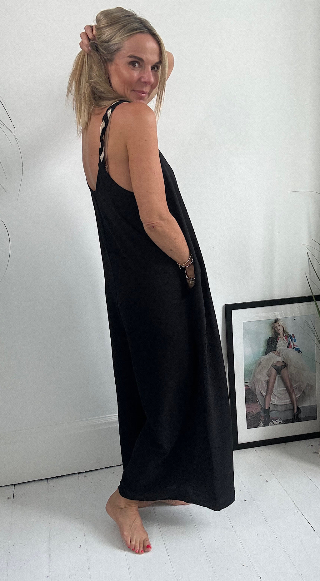 Plaited Strap Jumpsuit Black