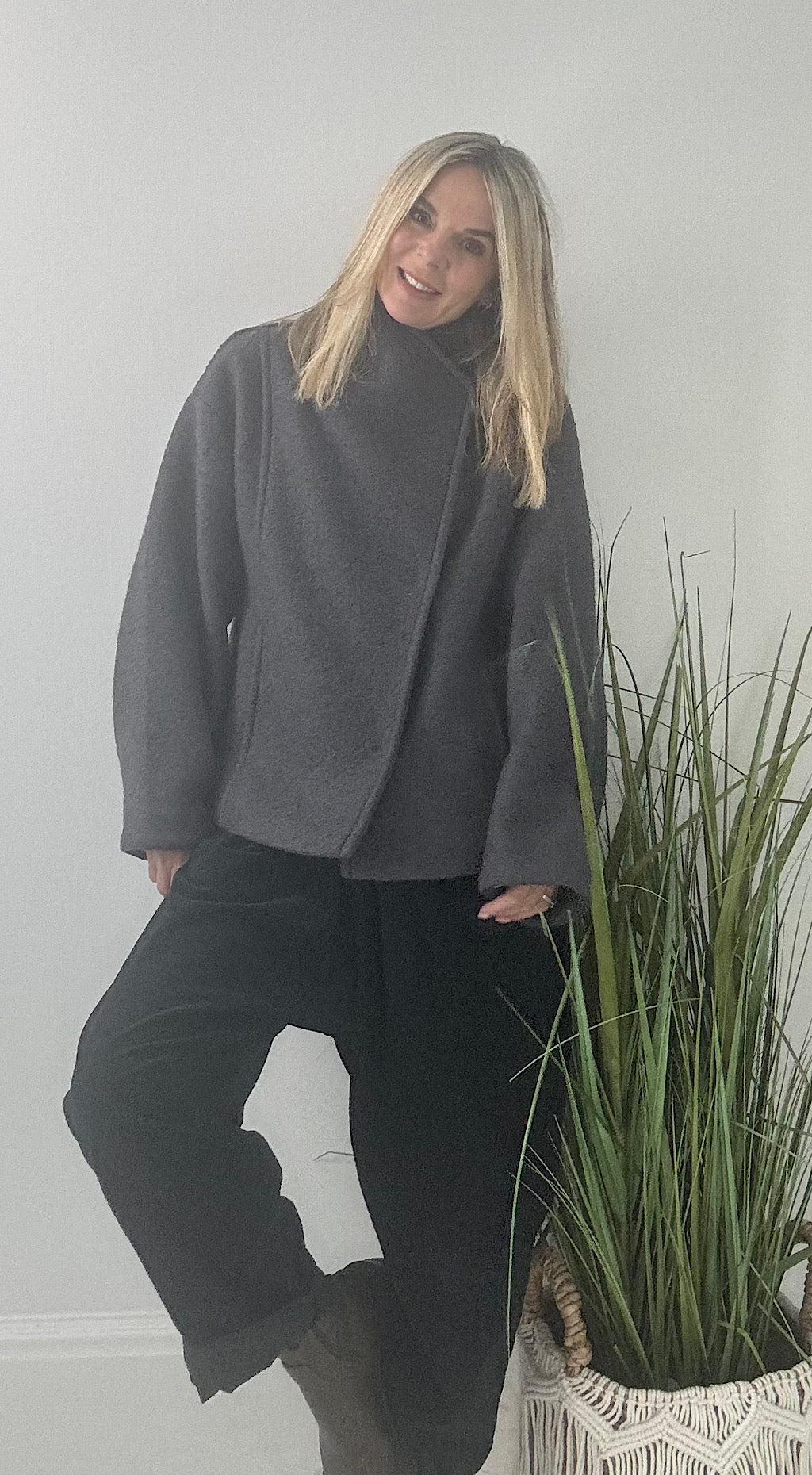 Asymmetric Short Wool Coat