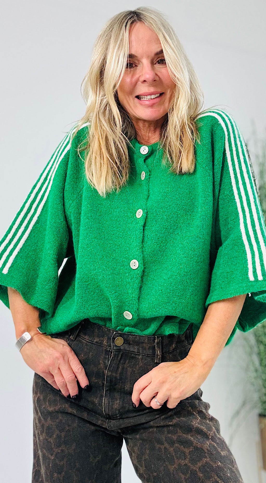 Retro Sporty Cardigan - green