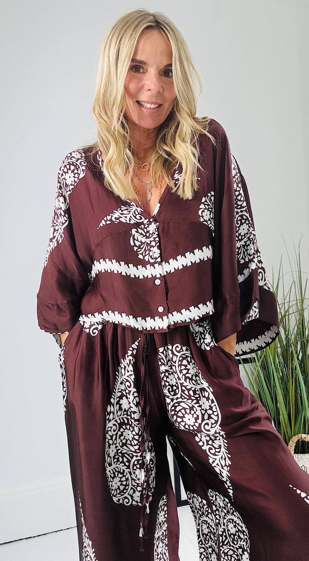 Chocolate paisley suit