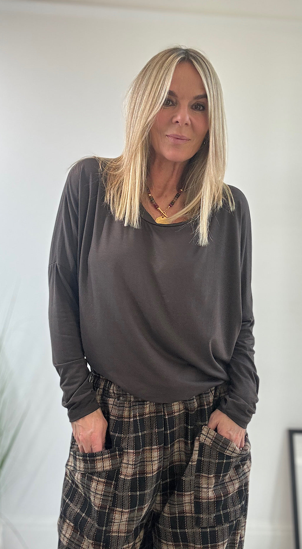 Sloppy Jersey Top - brown