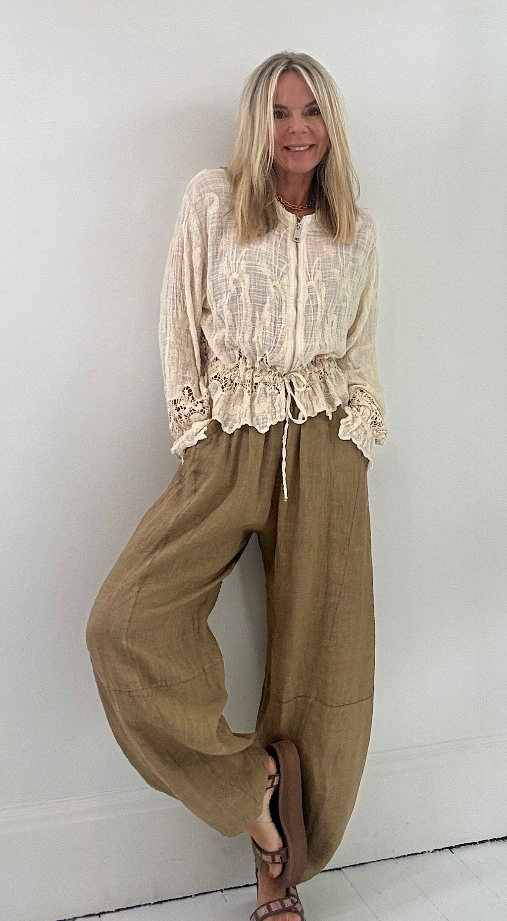 Tobacco linen pants