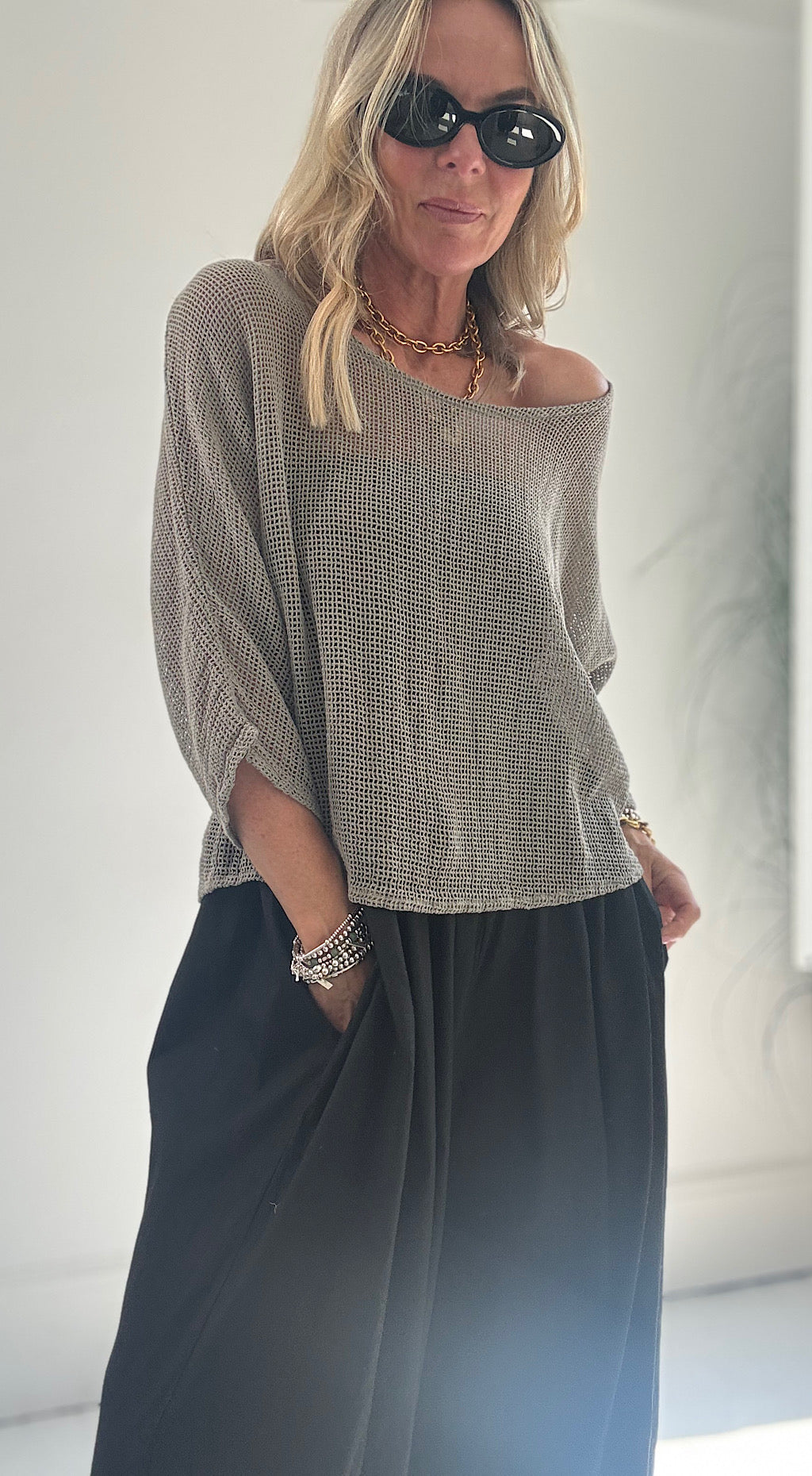 Cotton tea bag knit mocha