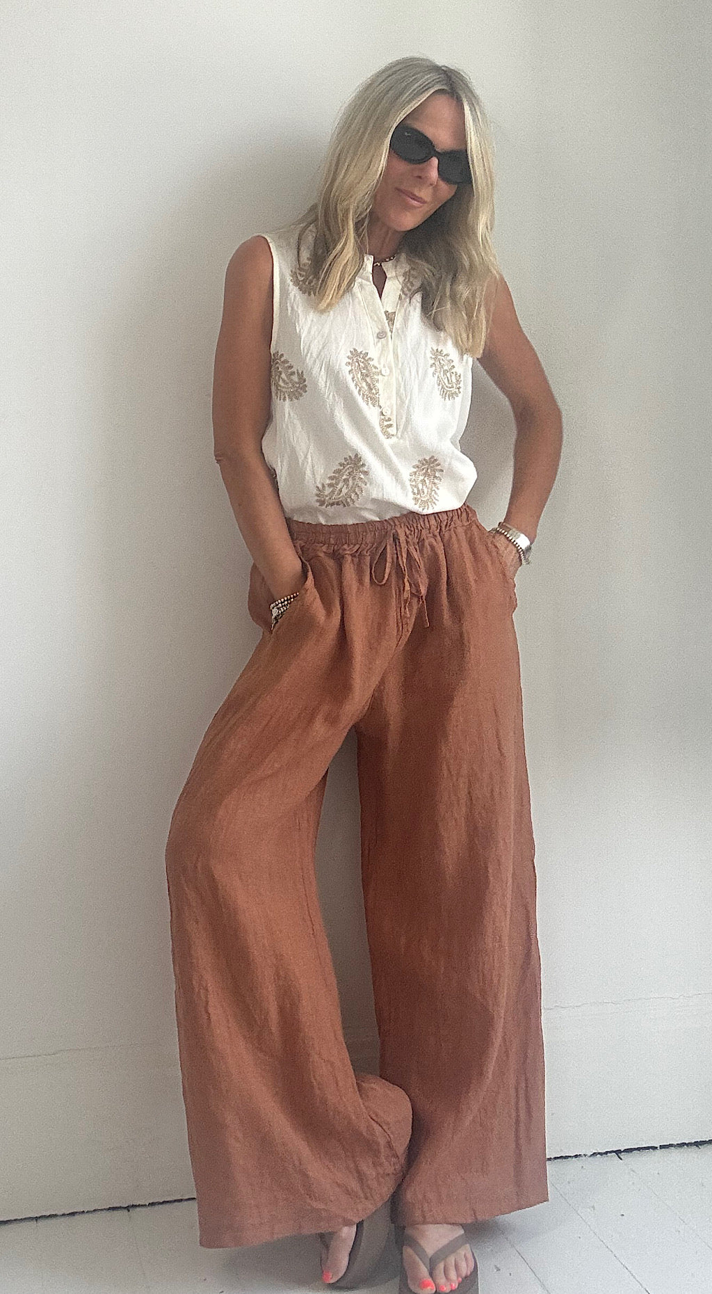 Linen pants brick