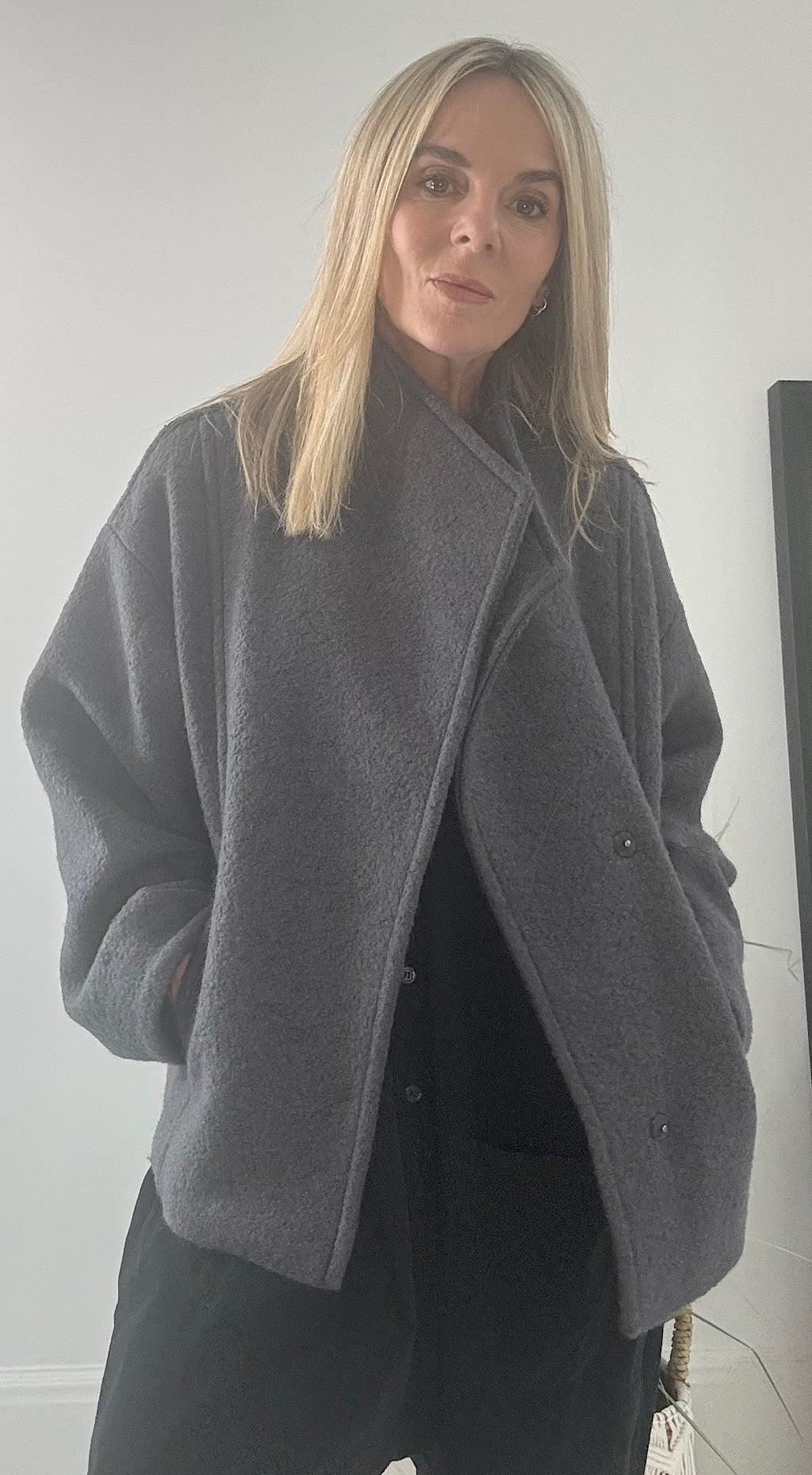 Asymmetric Short Wool Coat