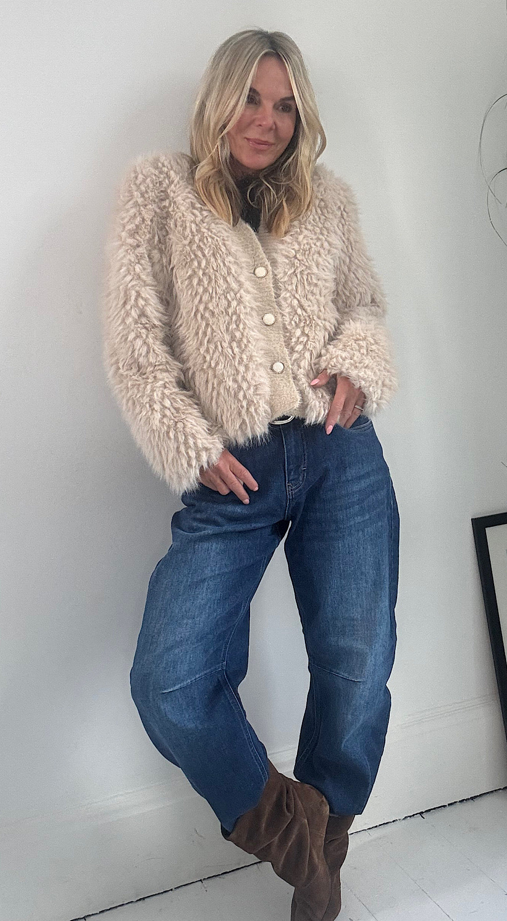 Vintage Faux Fur Jacket - Stone