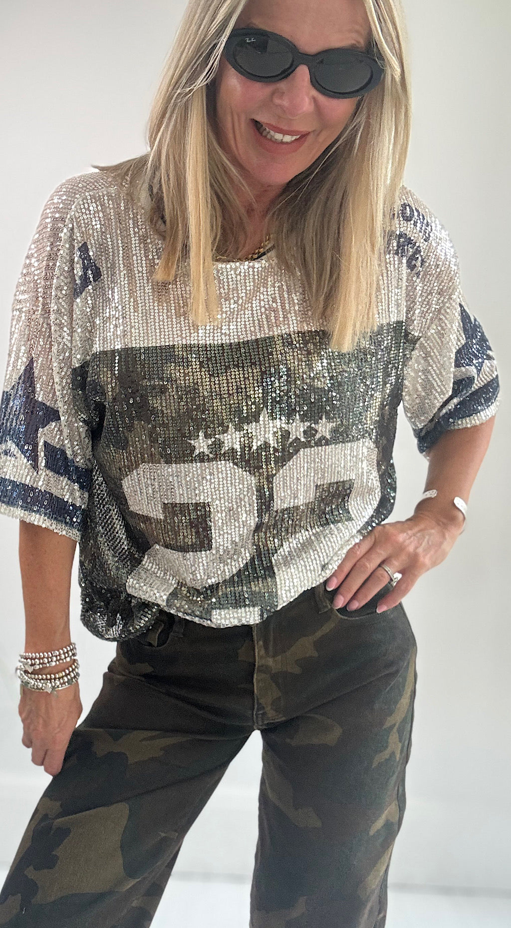 NFL top silver khaki