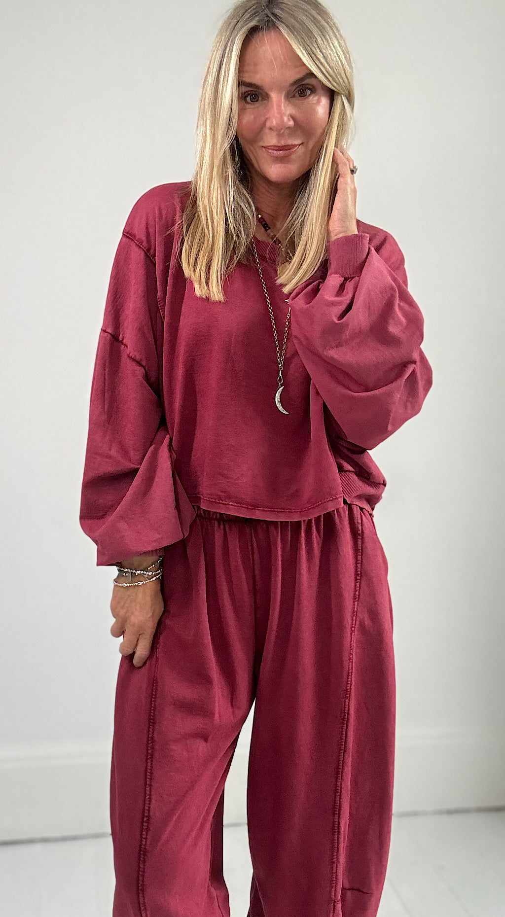 Acid Wash Sloppy Sweat - Bordeaux