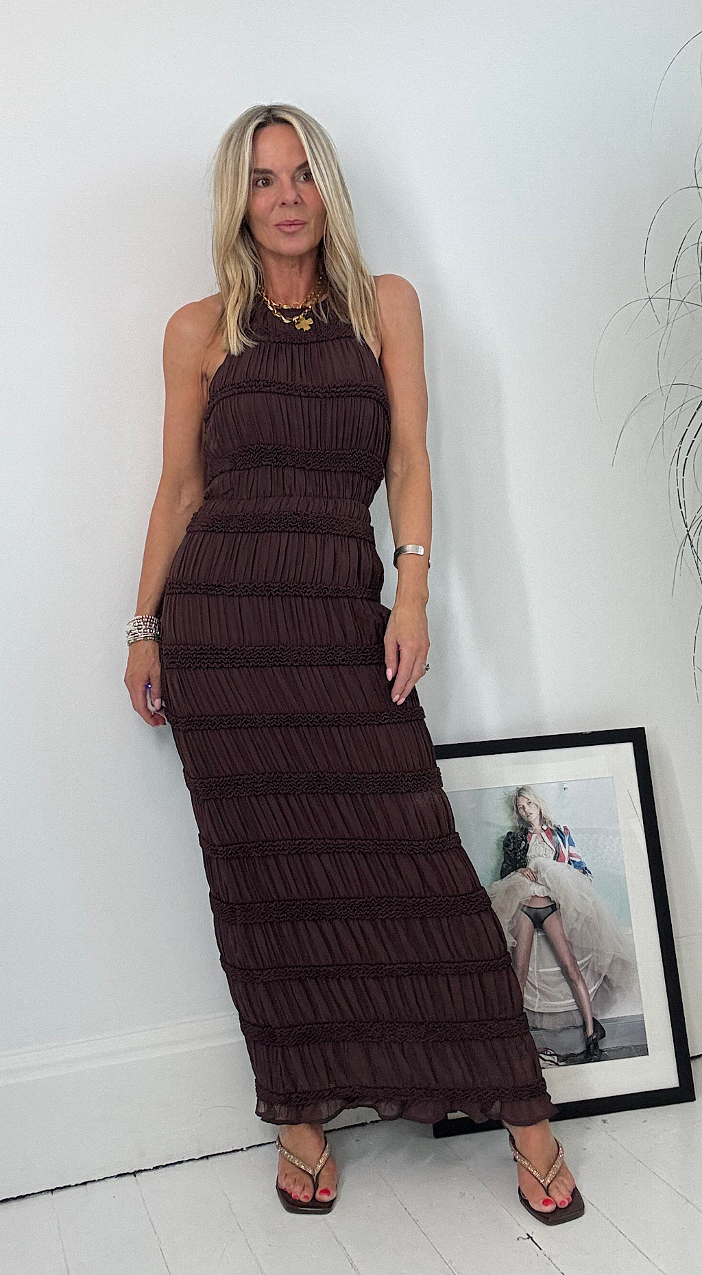 Ruffle chocolate dress