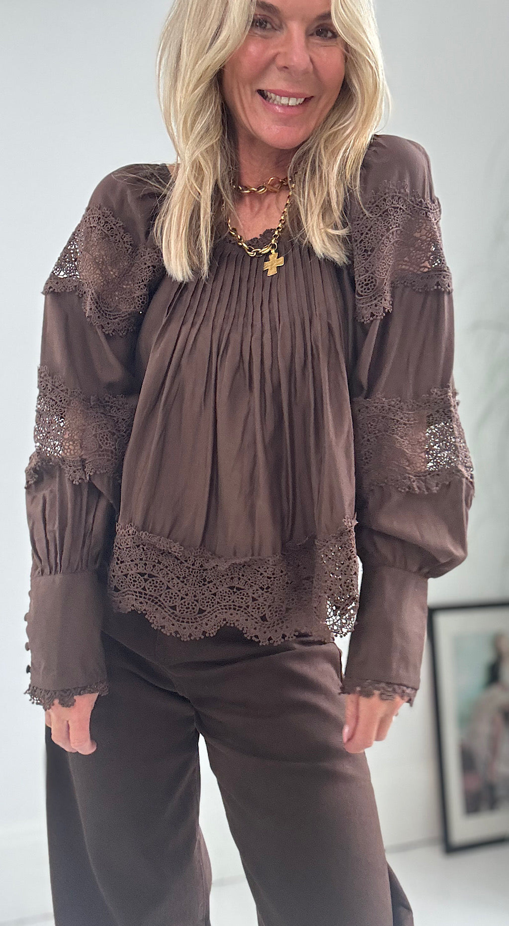 Vintage Lace Top - chocolate