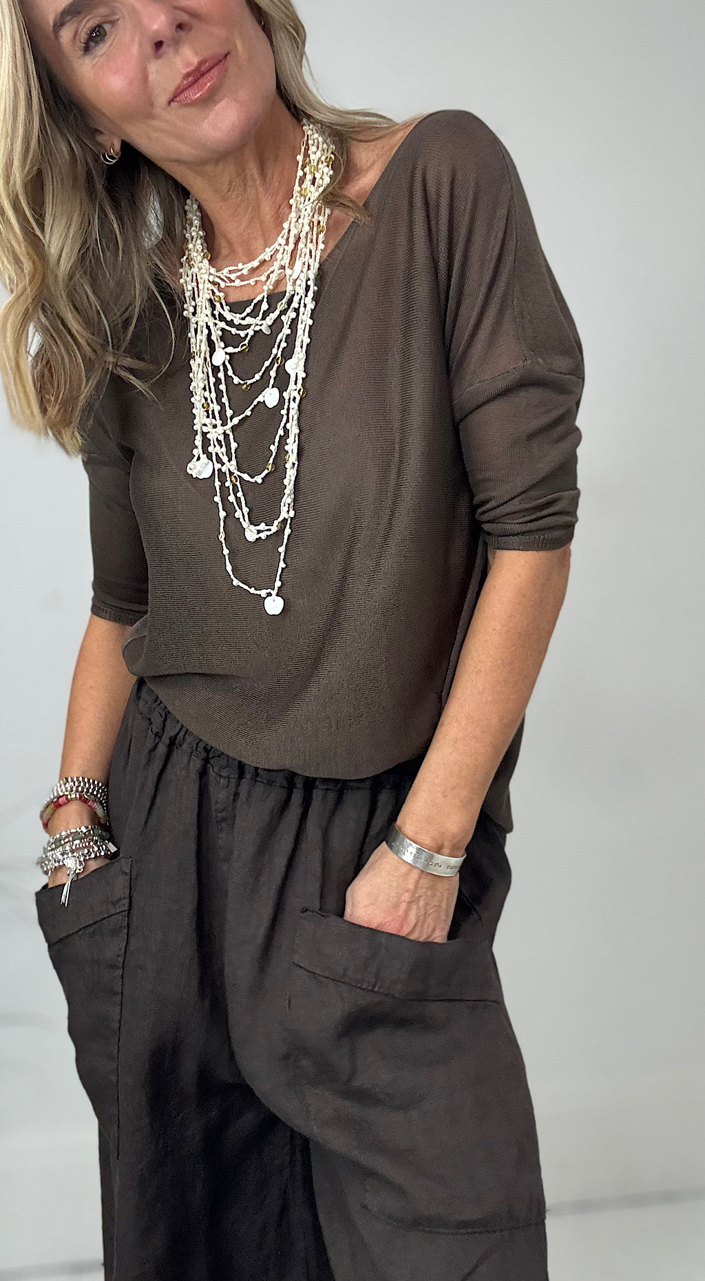 Layered cream beaded necklace