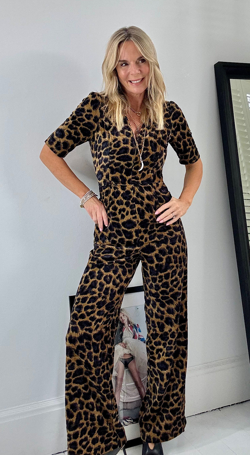 Clan Jumpsuit in Black Leopard by Traffic People