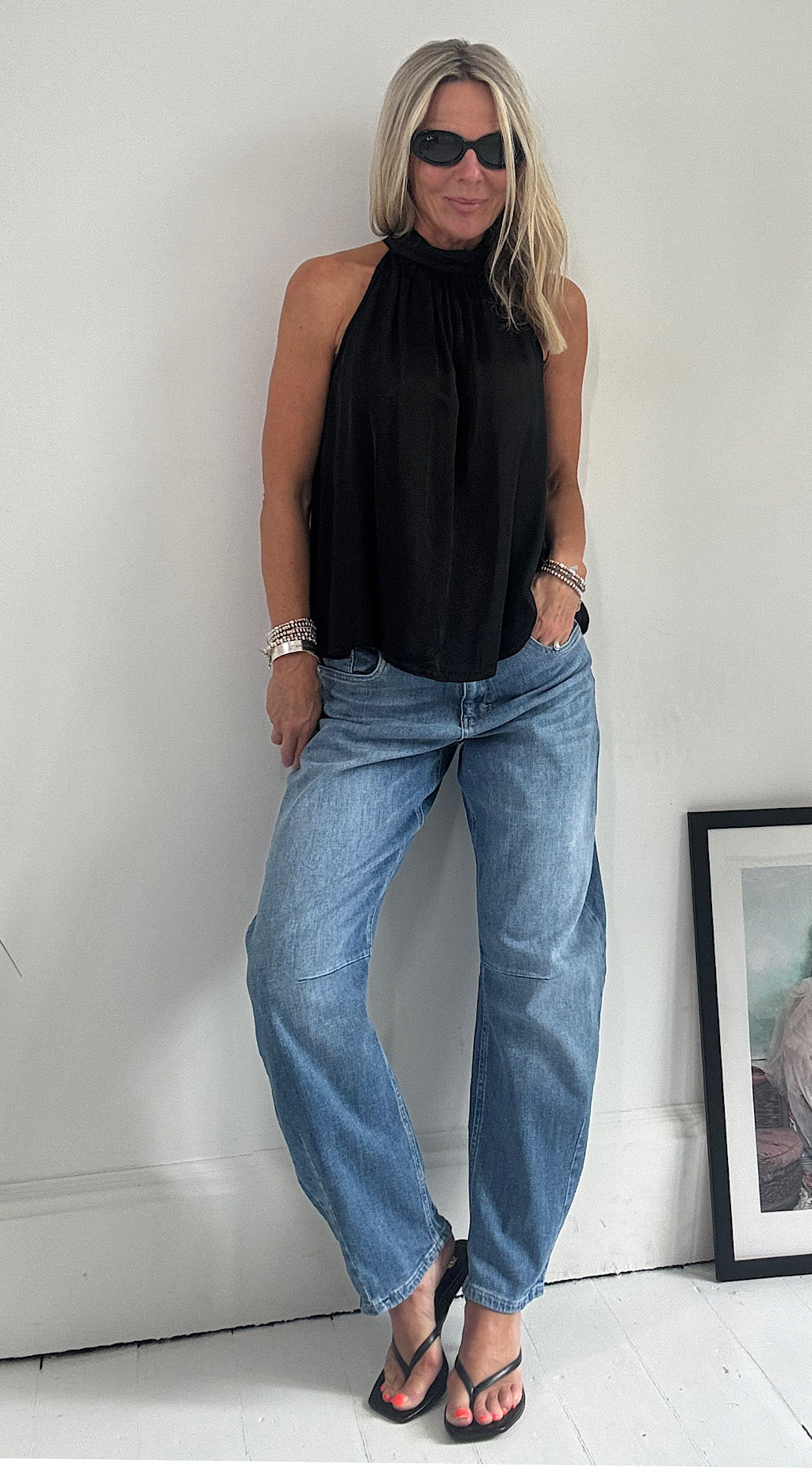 Satin halter top black