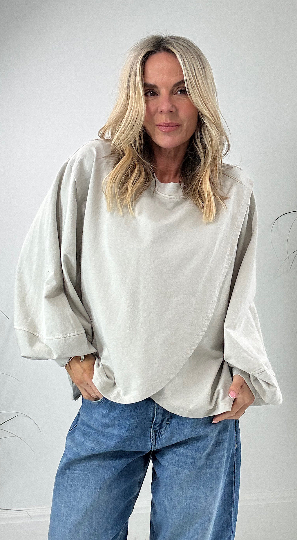 Crossover sweat top stone