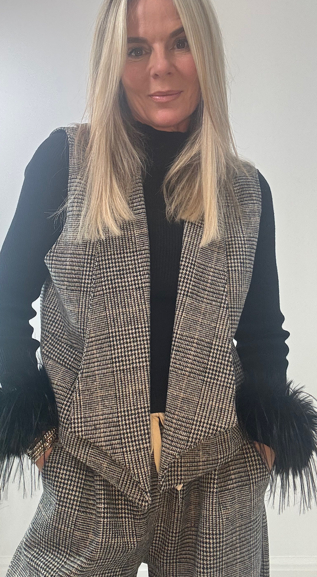 Checked tweed waistcoat