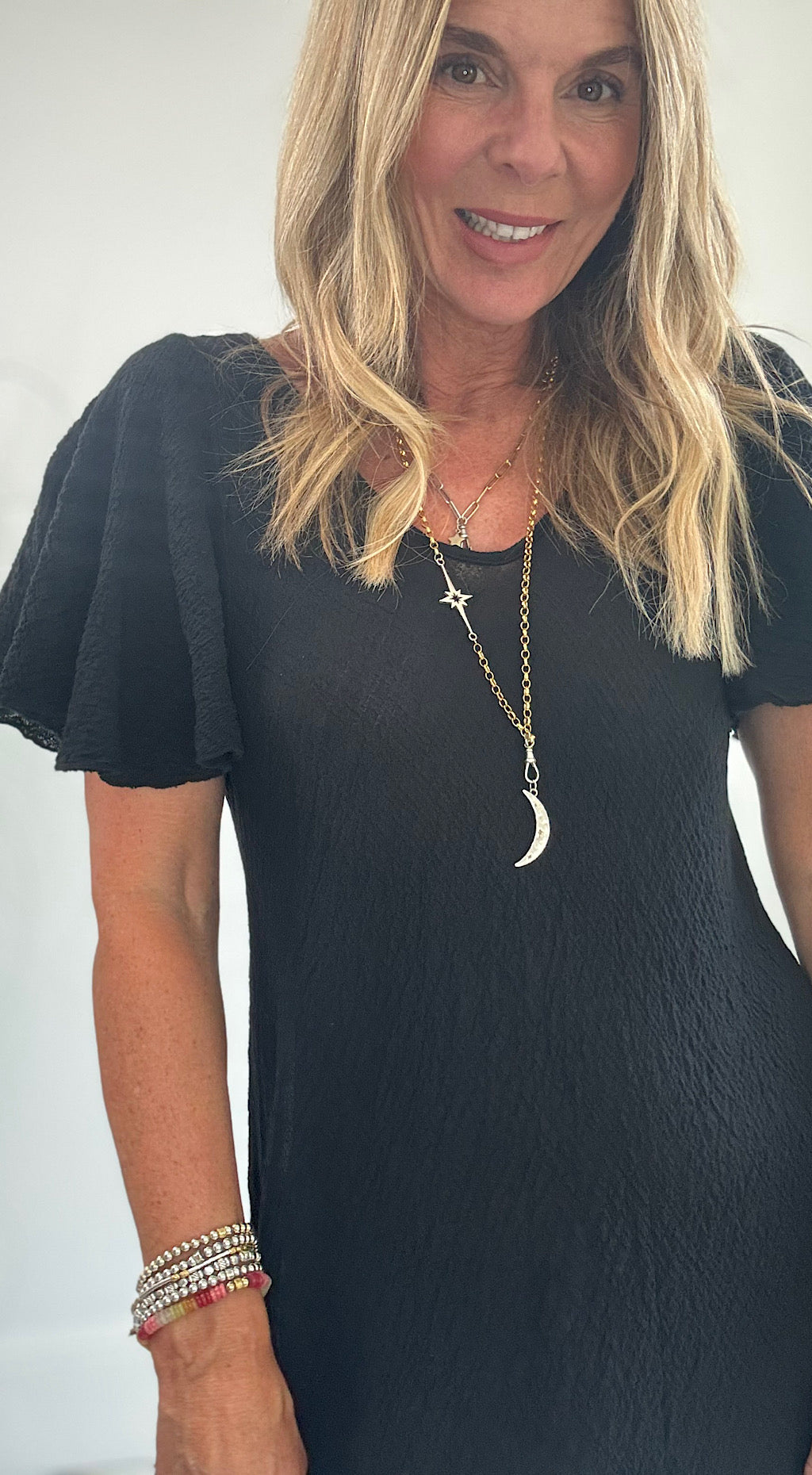 V neck slip dress black