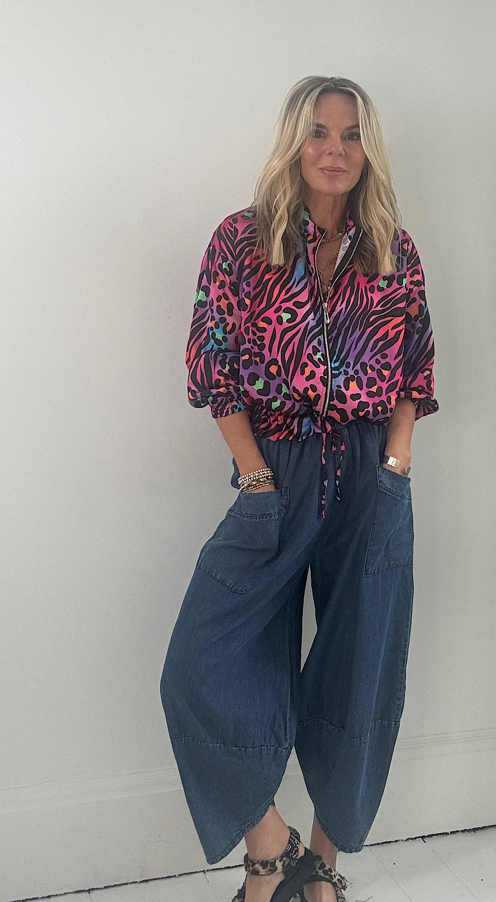 Chambray denim cocoon pant