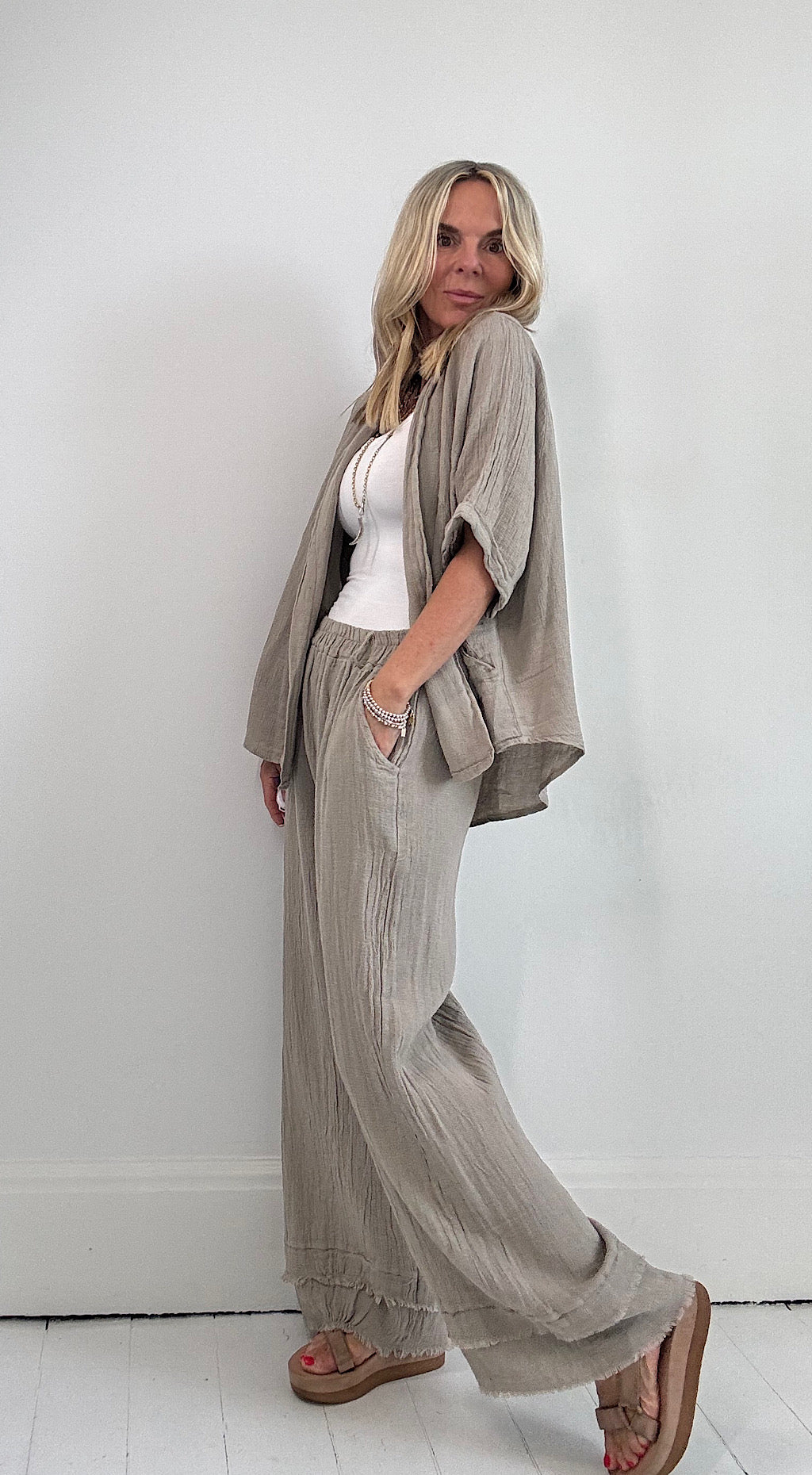 Linen Tea Bag Jacket - mocha