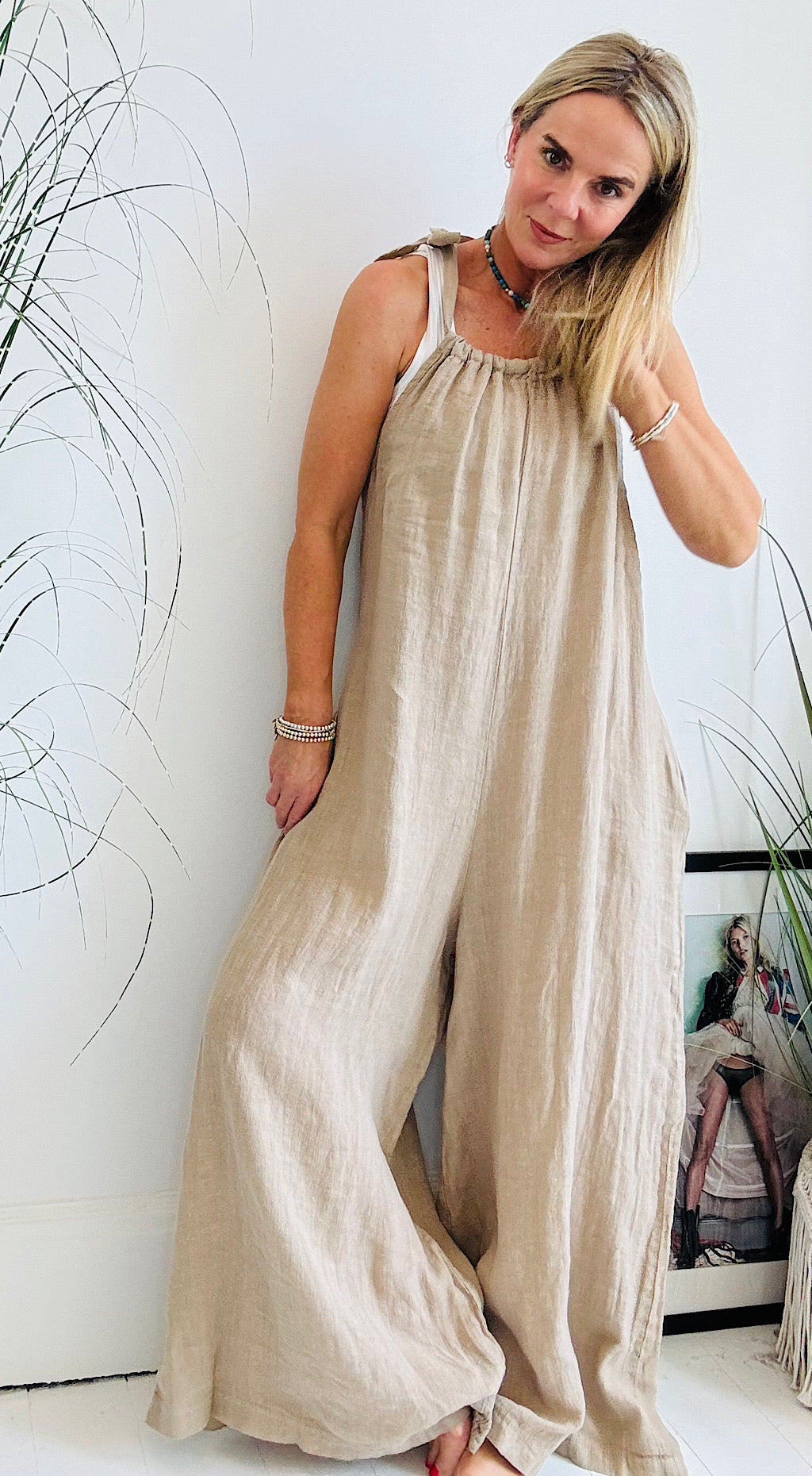 Linen Jumpsuit Mocha