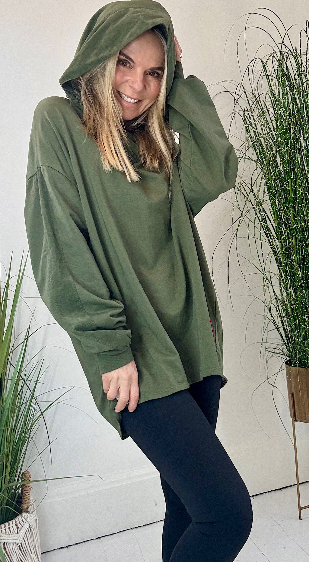 Cord Trim Sloppy Sweat - khaki