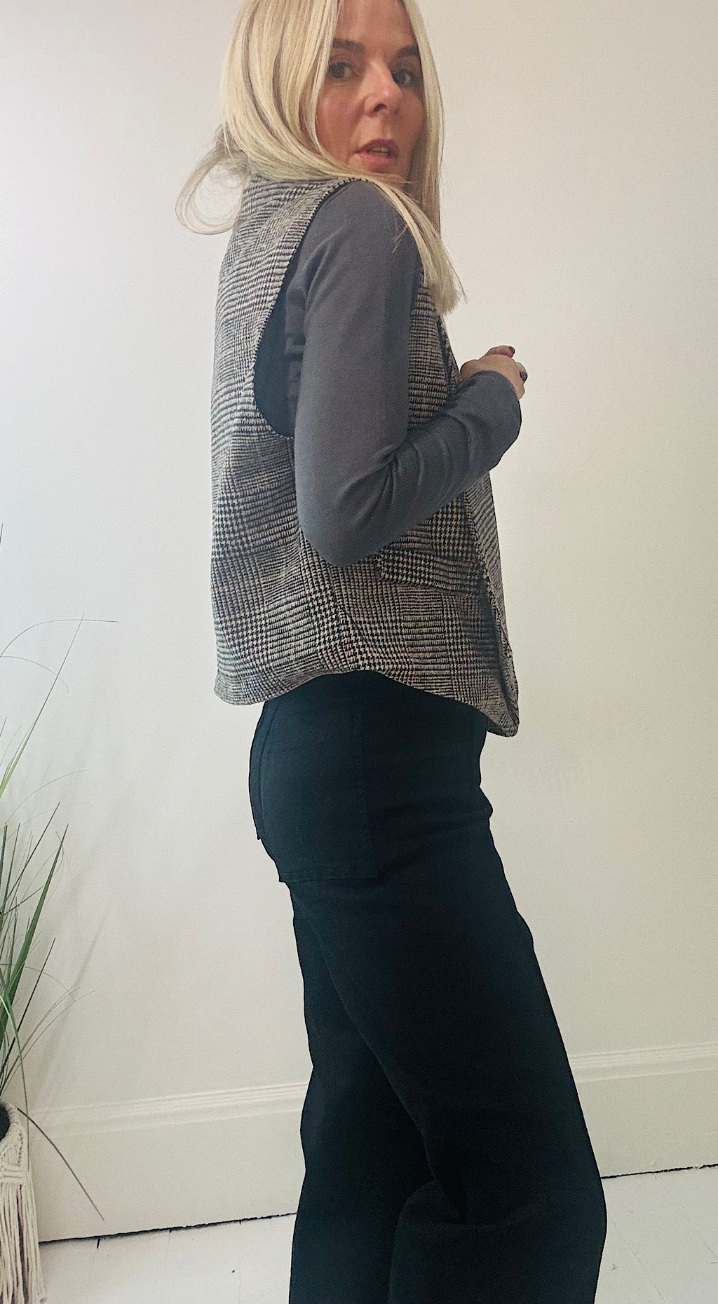 Checked tweed waistcoat