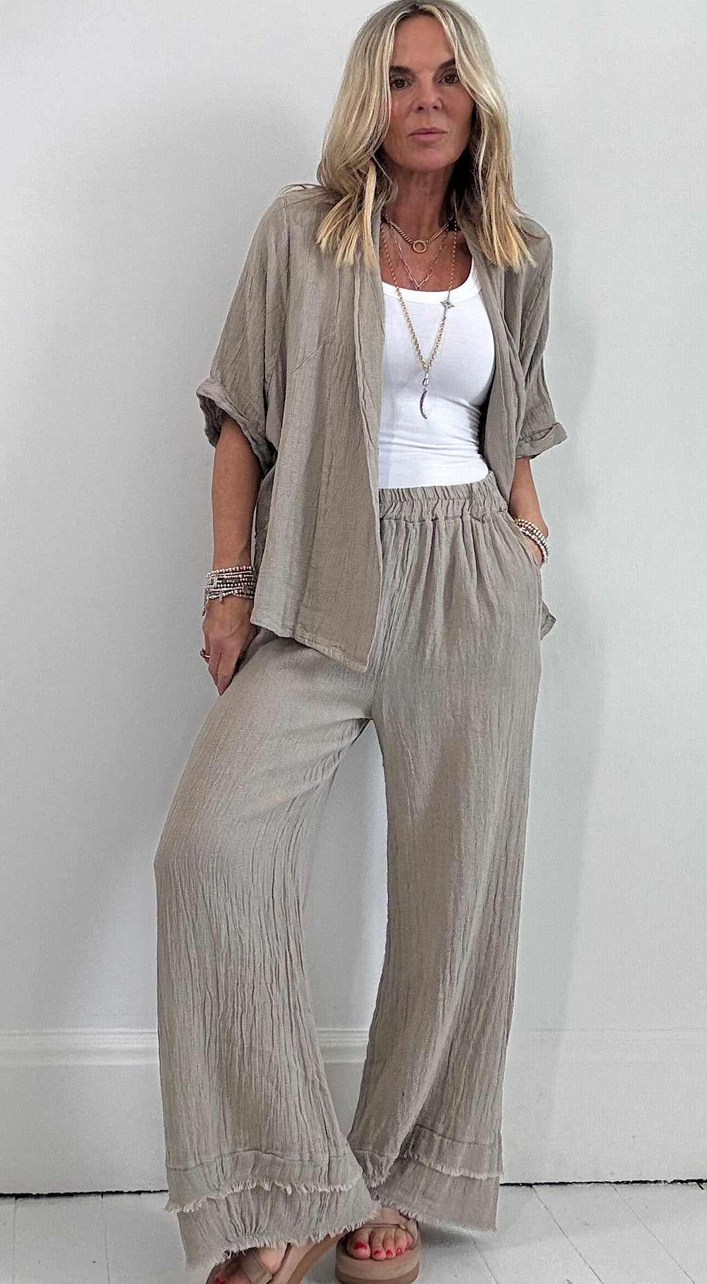 Linen Tea Bag Pant - mocha