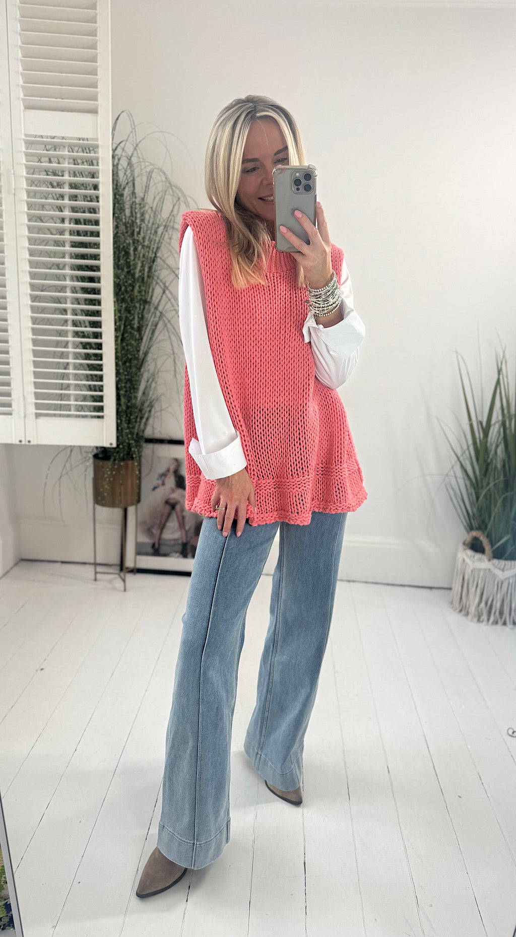 Knitted Tank Top - coral