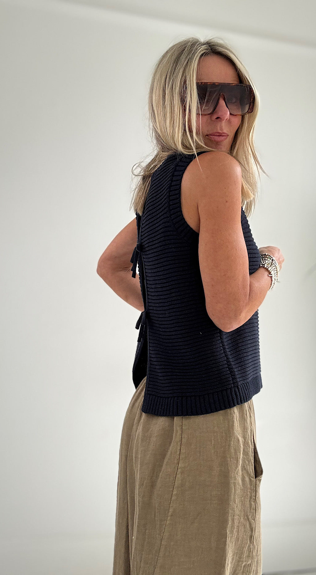 Navy knitted vest