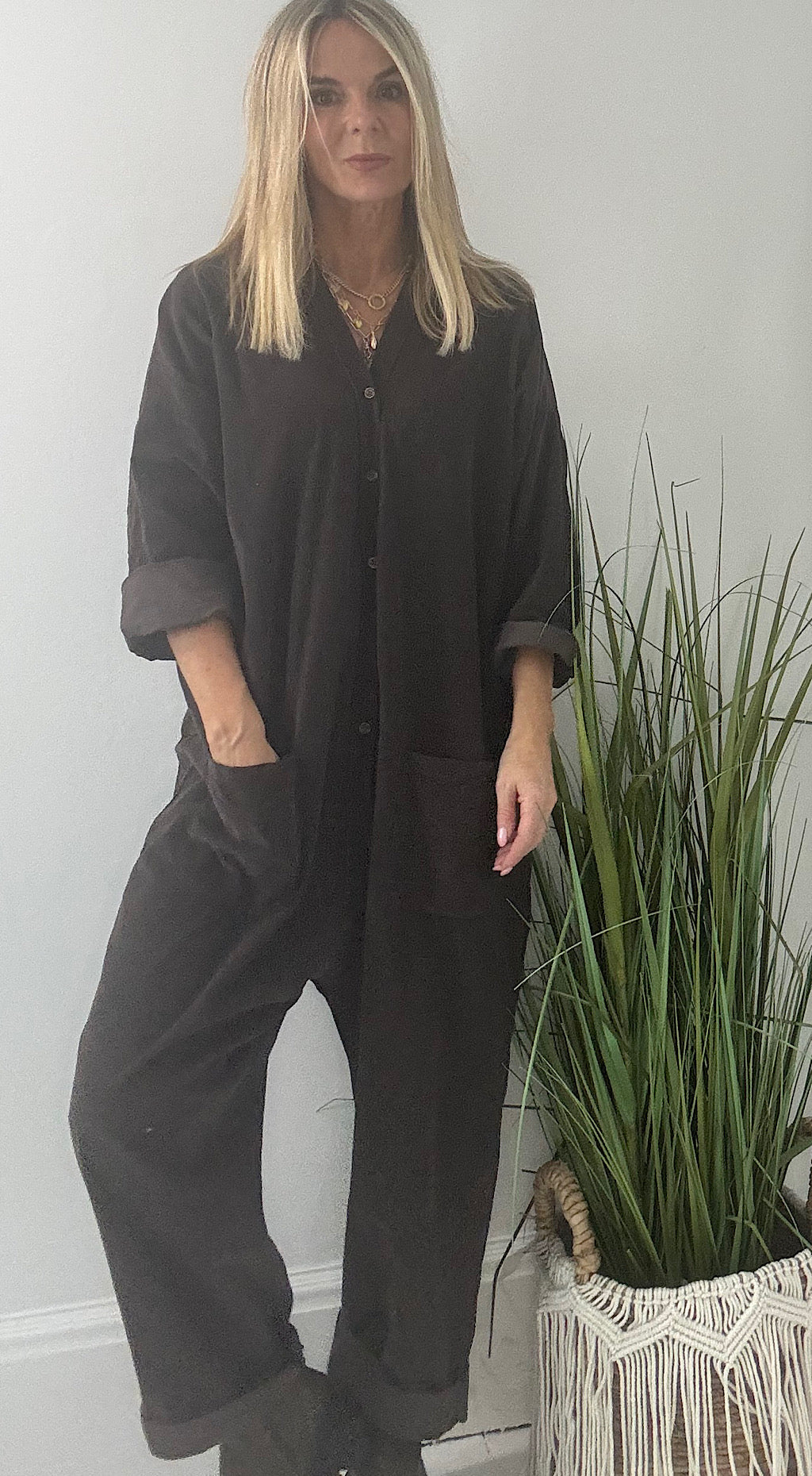 Cord boiler suit brown